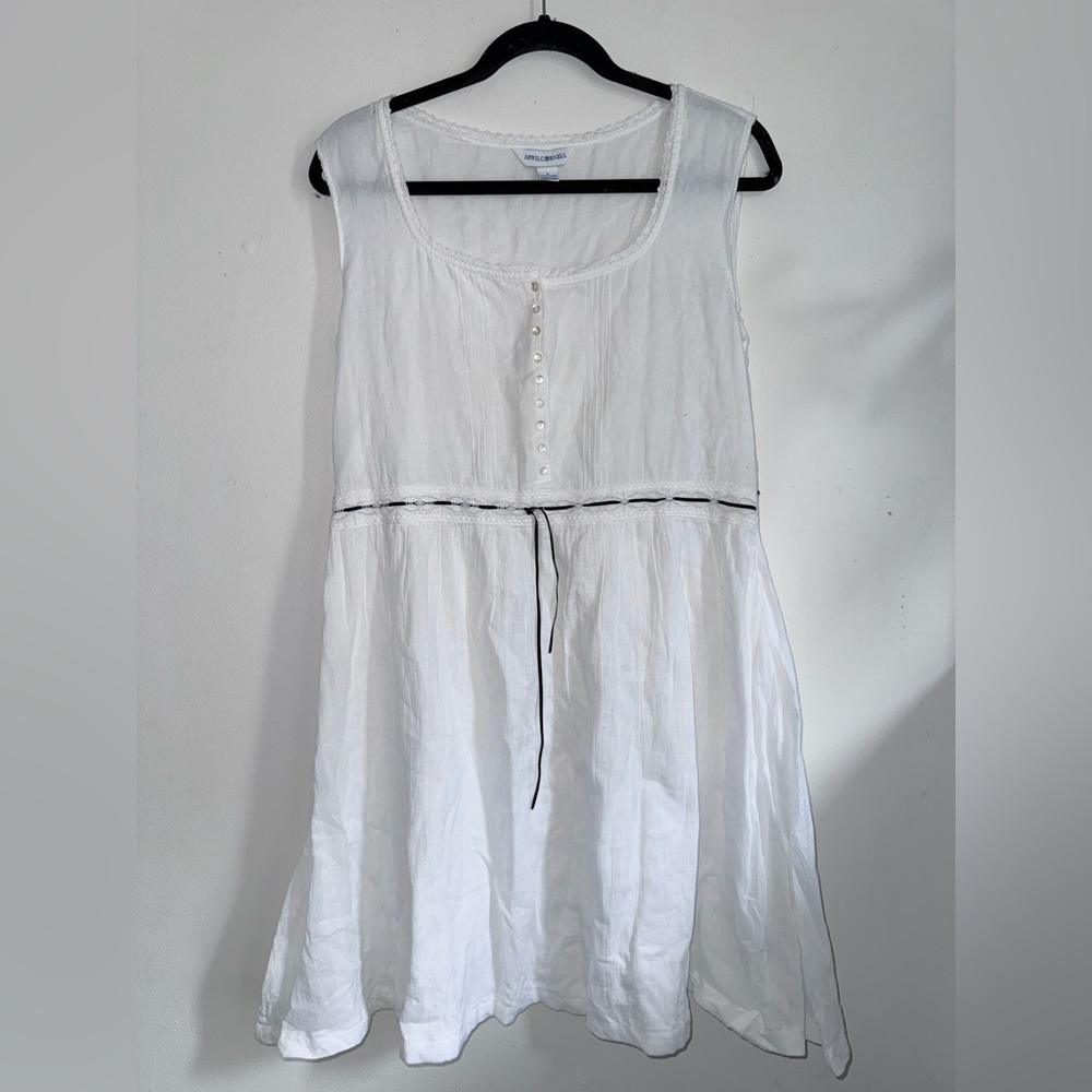 April Cornell White Sleeveless Button-Front Midi Dress Size L